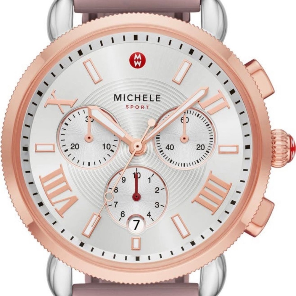 Michele Sport Chronograph in Rose Gold and Silver